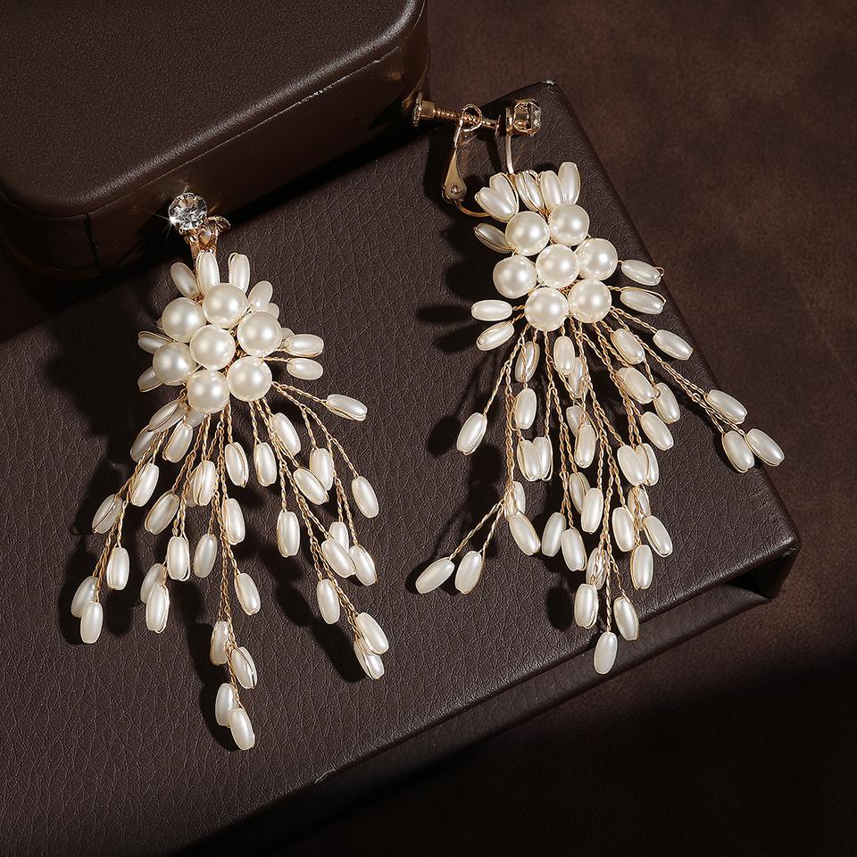 ZAKOL Elegant Imitation Zircons Flower Earrings Luxury Handmade Beading Earring Bridal Wedding Party Zircon