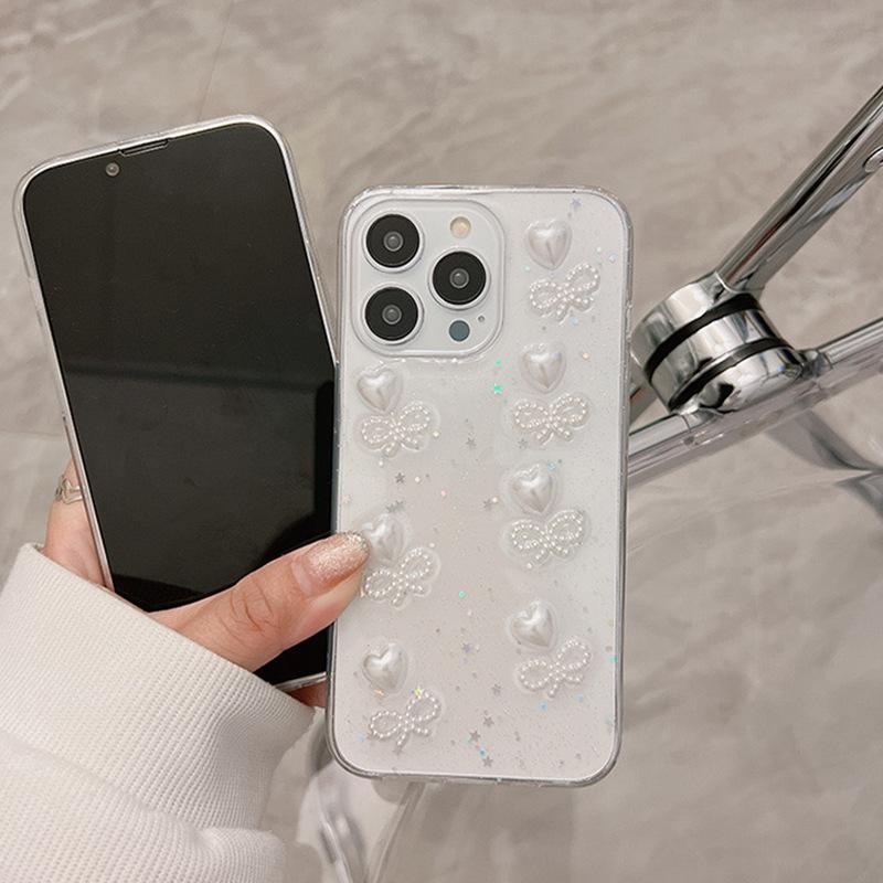 For IPhone17 Three-dimensional Glue Bear Phone Case for Apple 16/15 Love XR Pearl Xsmax Soft Case