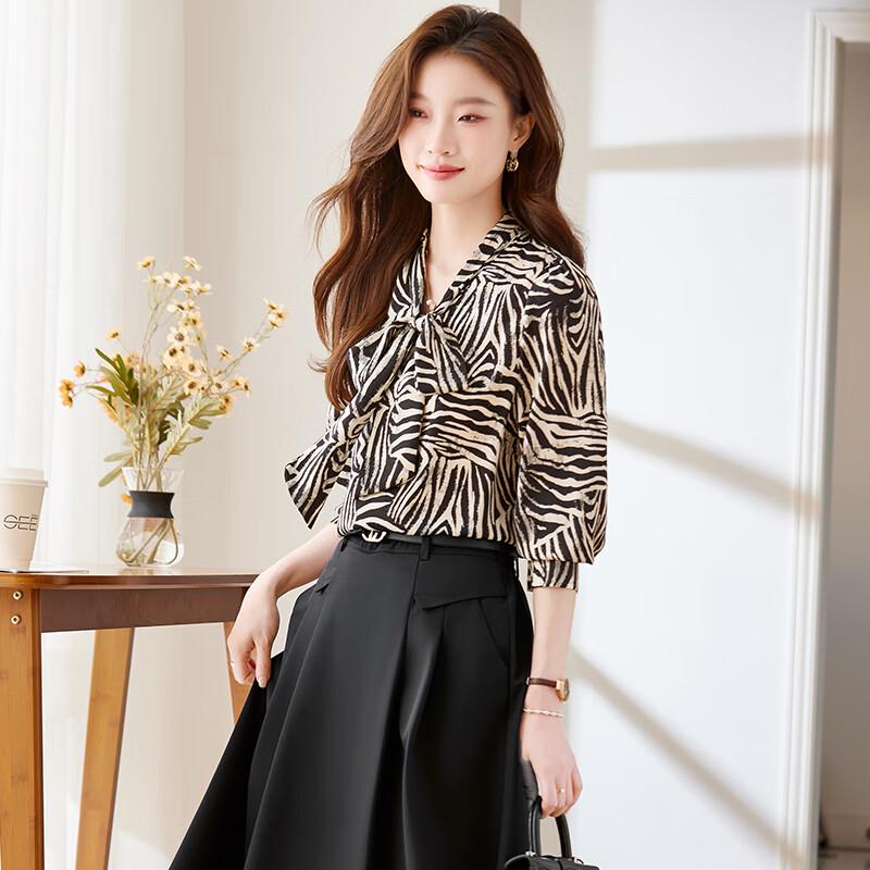 Women's Floral Chiffon Long Sleeve Blouse