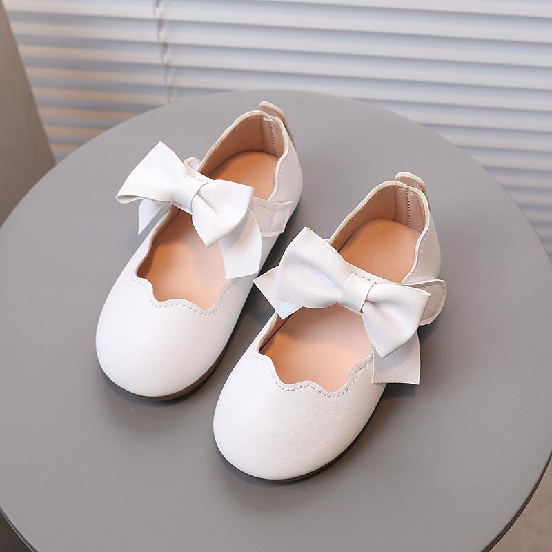 

Girl s Princess Shoes Brown White Bowknot Lovely Shallow Children Flat Shoes Sweet Four Seasons 21-30 Light Kids Mary Janes 21