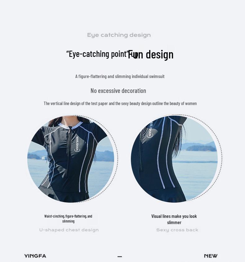 Women's Long Sleeve Skirt Style One-Piece Slimming Surf Suit