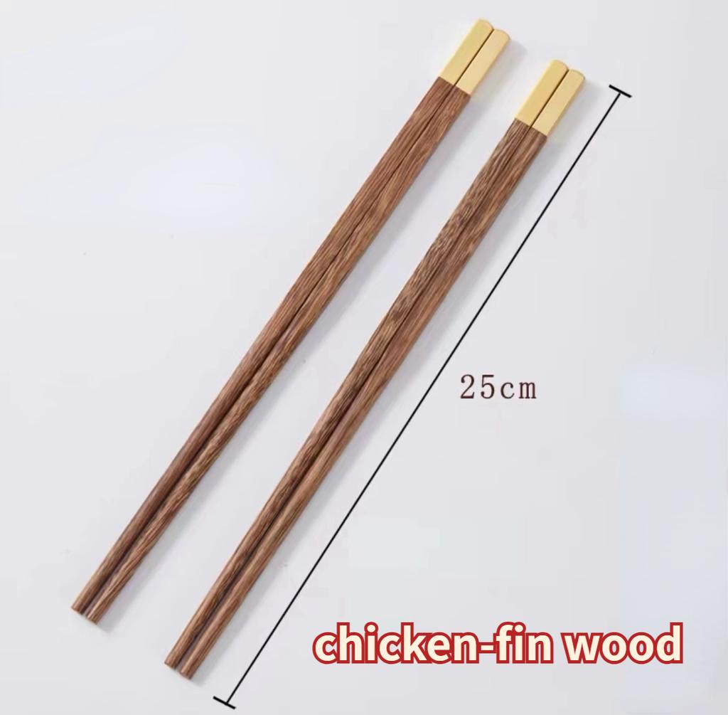 Chicken Wing Wood Chopsticks for Home Use Hotel High Grade Solid Wood Chopsticks Set Metal Head Lacquerless Waxless Chopsticks