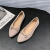 Soft-soled bow flat shoes versatile ladyshoes square head single shoes women's niche design sense simple women's shoes 2025 new
