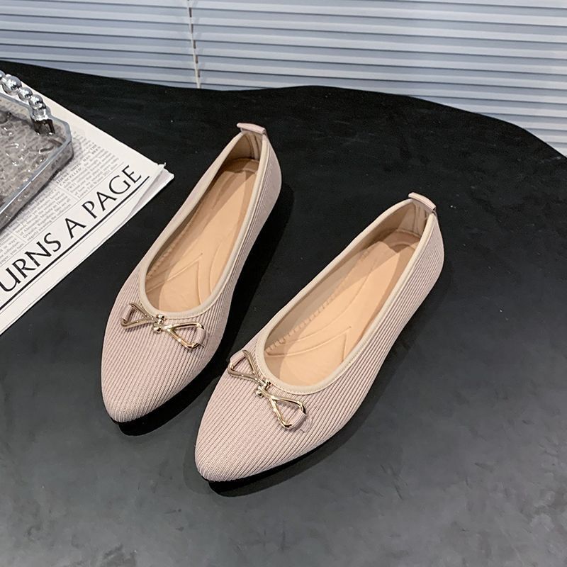 Soft-soled bow flat shoes versatile ladyshoes square head single shoes women's niche design sense simple women's shoes 2025 new