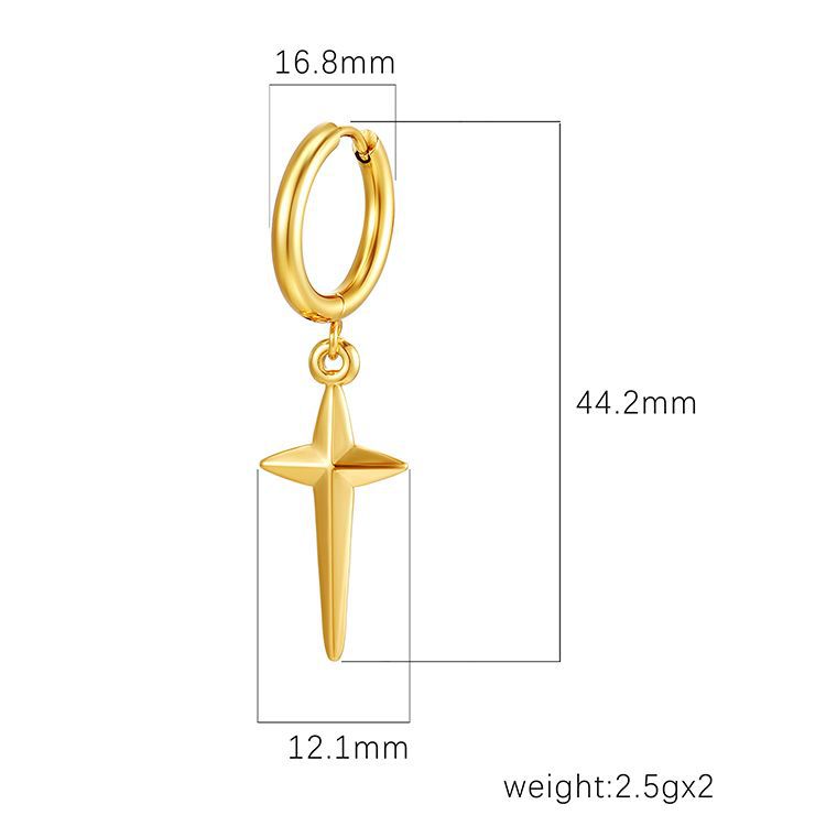 Cold Wind Cross Plain Ring Earrings Niche Simple High-end Earrings Retro Neutral Wind Couple Accessories