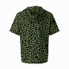 Men's Leopard Print Raglan Hoodie, Short Sleeve Casual Fishing Top, Breathable Outdoor Sports T-Shirt