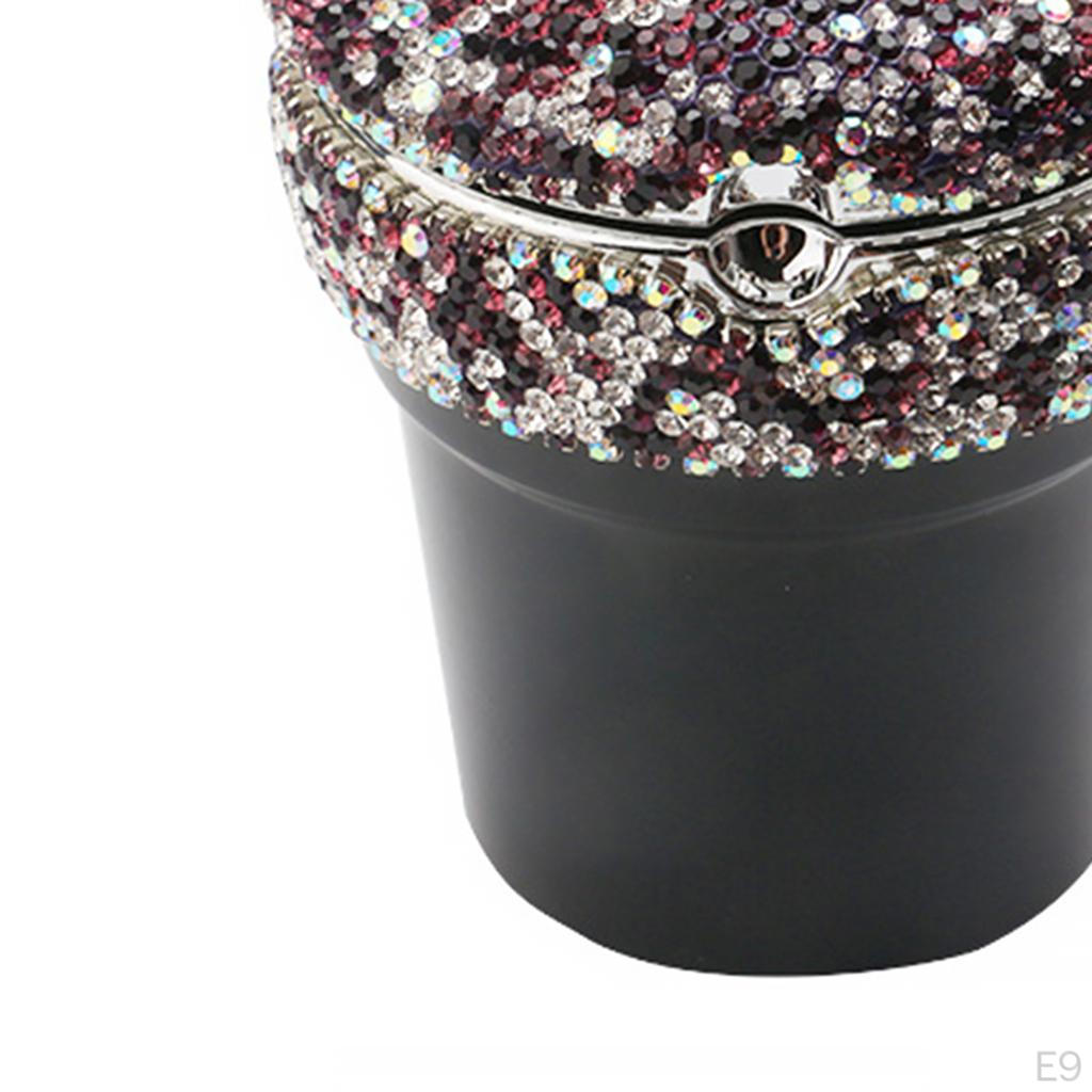 LED with Lid ,Portable Interior Rhinestones Decoration Trash Can Cup Outdoor Holder , Use
