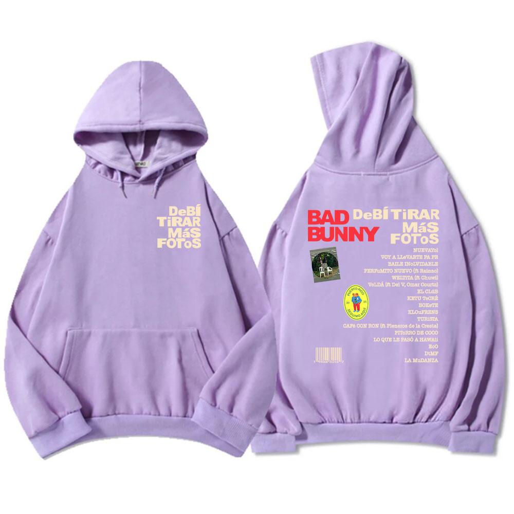 Unisex Streetwear Bad Bunny DTMF Hoodies 2025 New Album Debí Tirar Más Fotos Printing Sweatshirts Winter Comfortable Male Hoodie