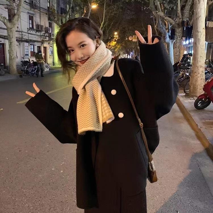 Warm Arctic Velvet Scarf Checkerboard Herringbone Houndstooth