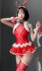 Sexy Christmas Body Stocking Santa Cosplay Red Lingerie Costume Photo Shoot Sheer Reindeer [Lady Lazy]
