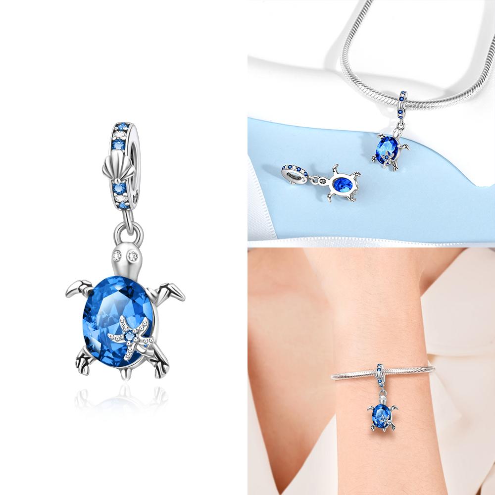 Authentic Murano Blue Turtle Pink Glass Bead Charms Compatible With Bracelets Charm Bead Charms Copper Jewellery Making Diy Anniversary Gift
