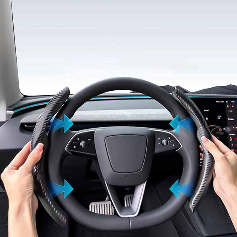 For Tesla Model 3/Y Highland Juniper Steering Wheel Cover Carbon Fiber Leather Anti-Fur Sport Steering Wheel Car Accessories