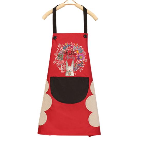 Wipeable Waterproof Oil-Proof Cartoon Wreath Rabbit Kitchen Nail Shop Apron