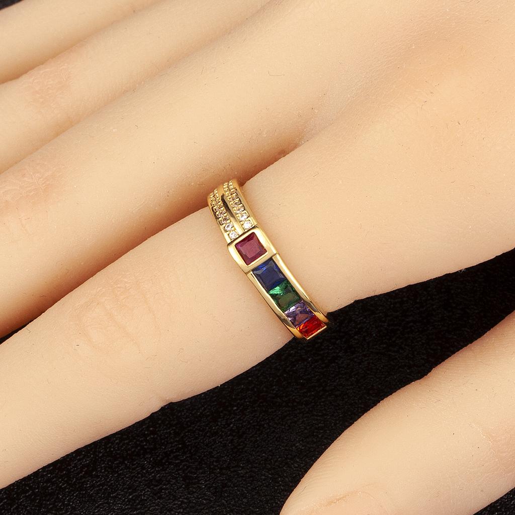 Nidin Classic New Design Inlaid Colorful Zircon Rings For Female Male Aesthetic Adjustable Finger Jewelry Anniversary Party Gift