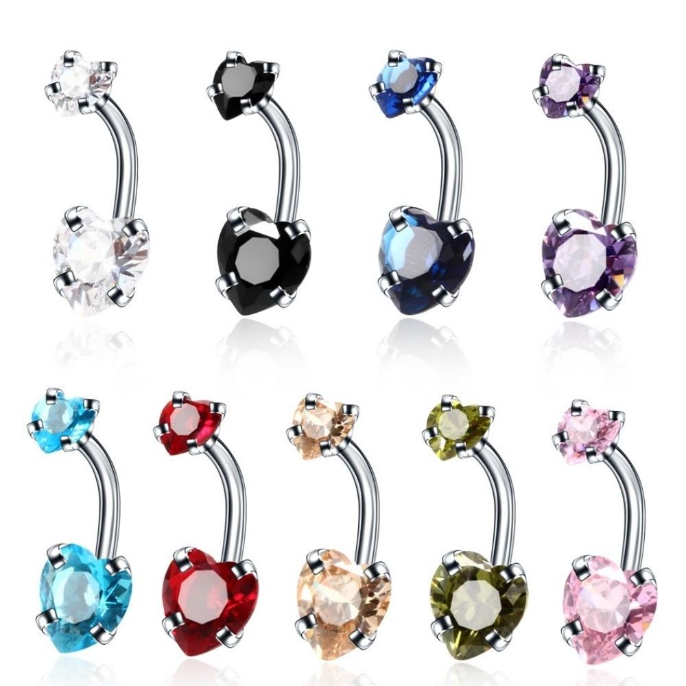 Stainless Steel Belly Button Rings Crystal Silver Belly Piercing Navel Piercing  for Women