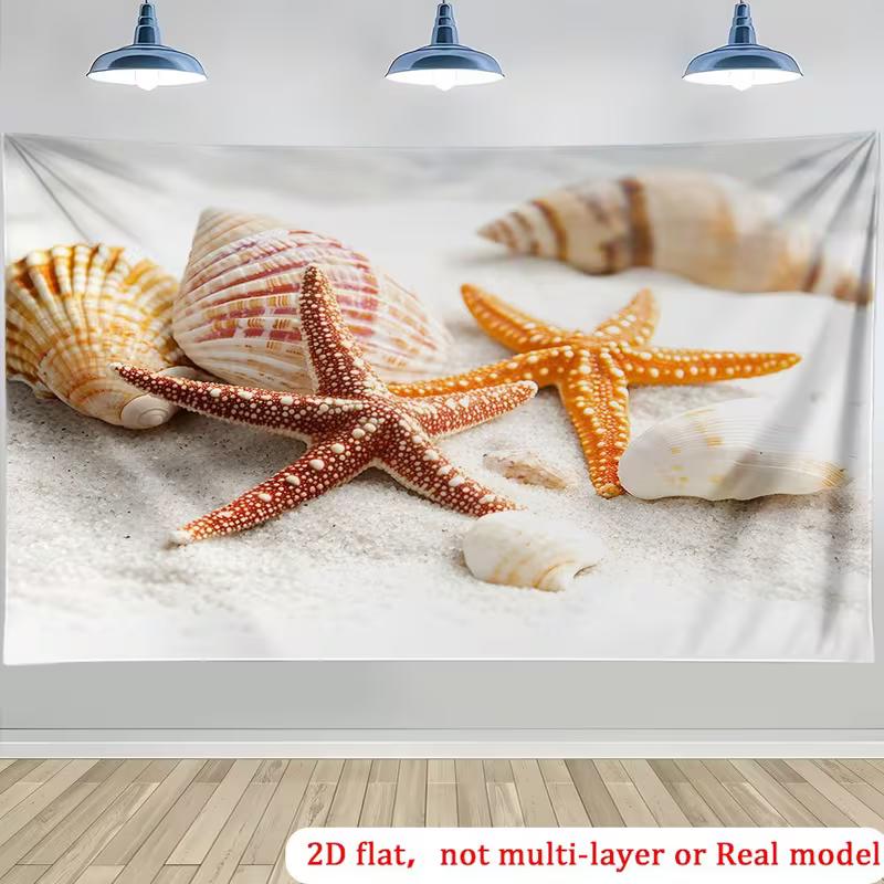 

2D Starfish and Seashell Tapestry for Summer and Ocean-Themed Events 47.2x31.5inch/120*80cm