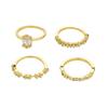 Four-Piece Diamond-Studded Zircon Flower Ring Set: Luxury European & American Engagement Jewelry