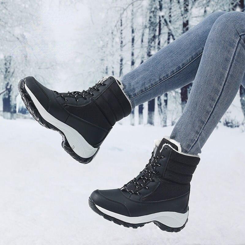 Women Boots Winter Waterproof Snow Boots Fur Women Platform Shoes Slip On Woman Ankle Boots Plush Warm Winter Female Shoes