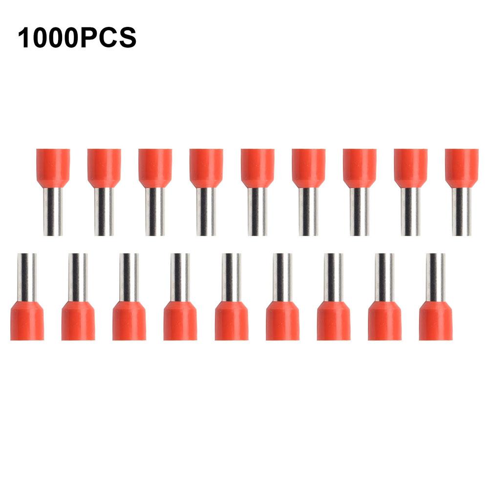 1000 Pieces Wire End Ferrules 10 Mm2 X 12 Mm Length Red Wire End Sleeves VE10-12 Tubular Pre-insulated Terminals Cable Parts