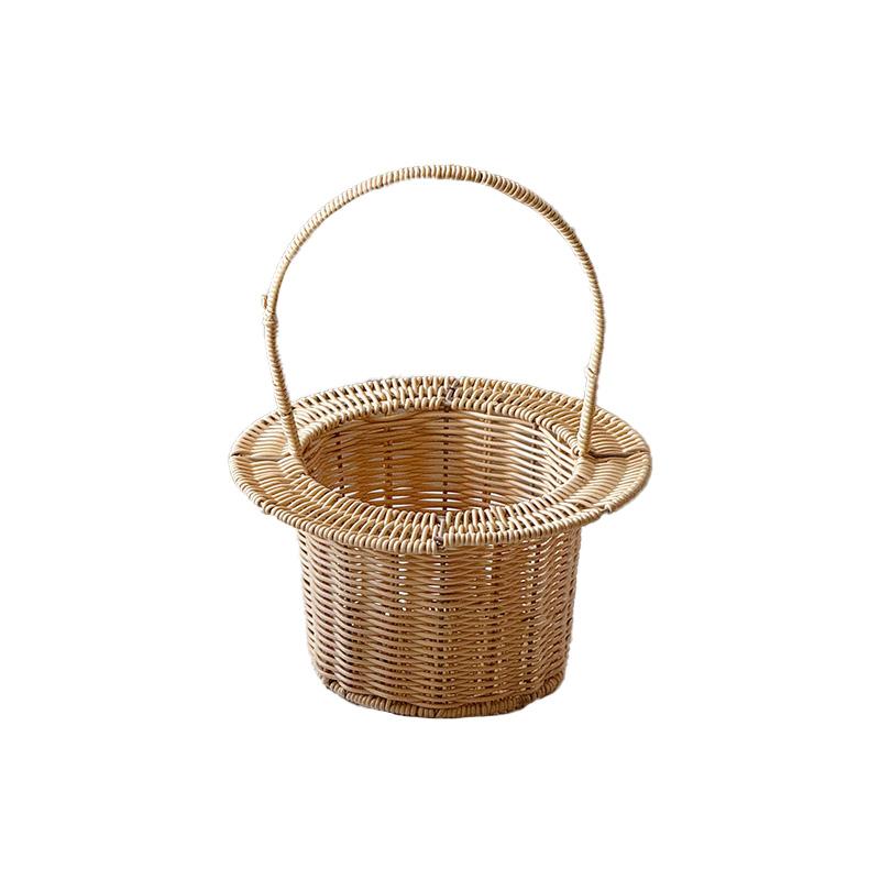 

1 шт. пластиковый пасторальный стиль с ручкой изысканная работа цветочная композиция пикниковая шляпа форма имитация ротангового плетения L