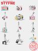 Original Copper Suitcase Pink Camera Plane Paris Tower Charms Beads Pendant Fit Diy Women Bracelet Jewelry Delicate Gifts