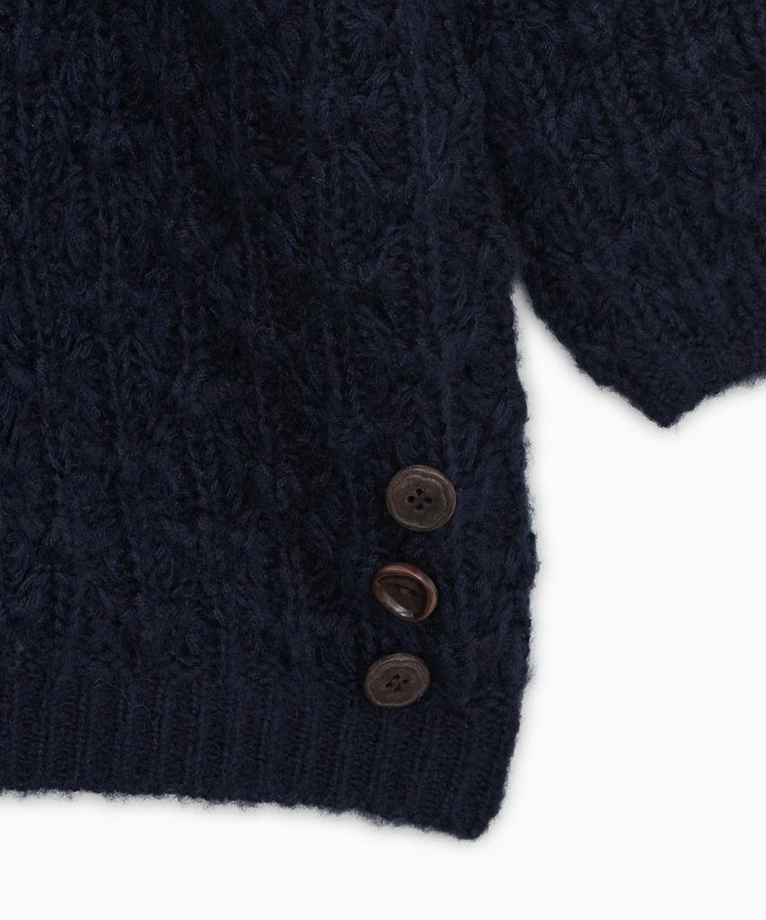 OHESHIO Nubby Textured Half Knit, Navy