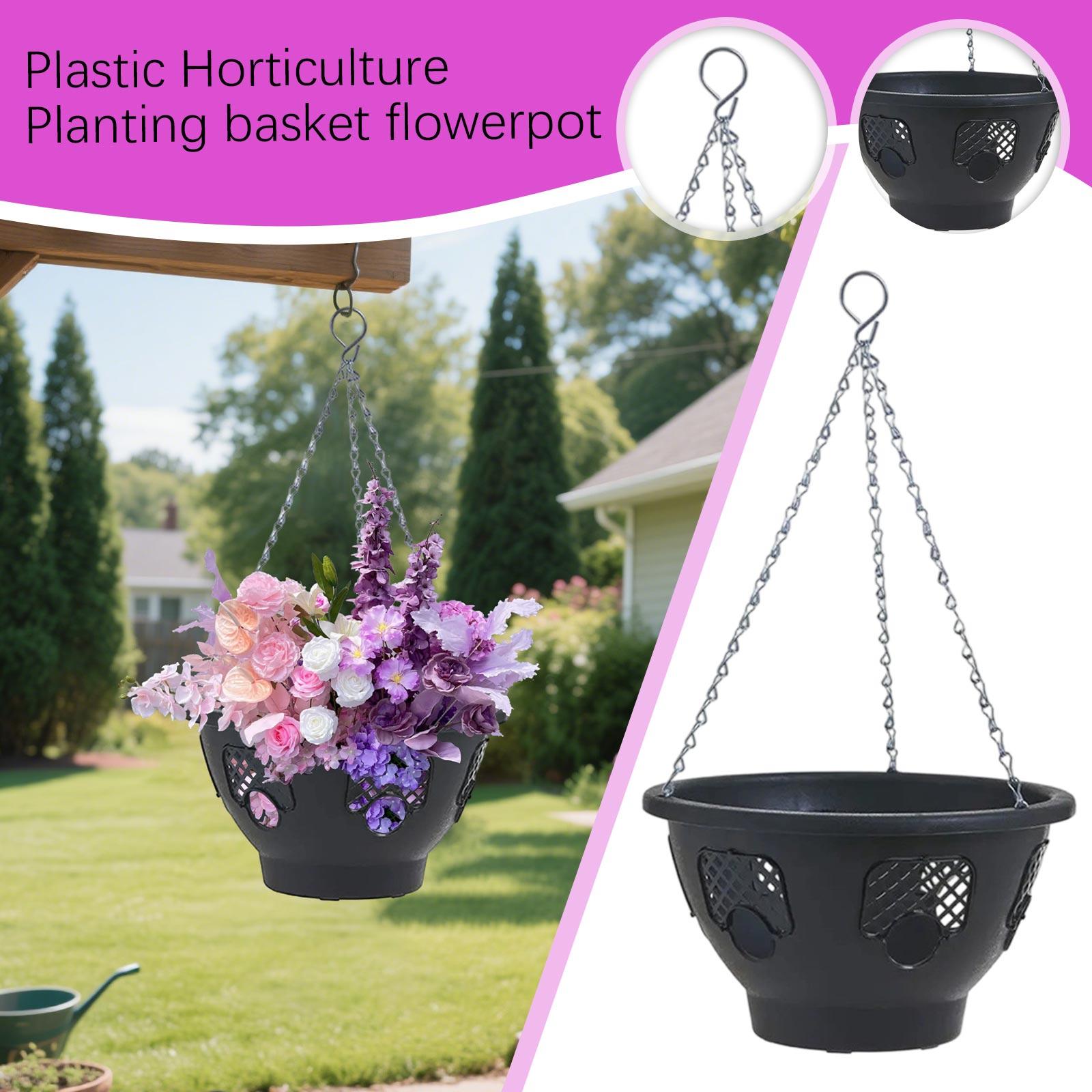 Plastic Gardening Planting Basket, Flower Pot, Hanging Basket, Flower Basket One Size чёрный