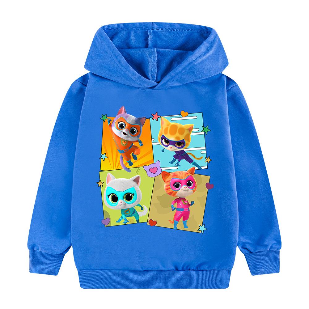 Neuer SuperKätzchen Cartoon Niedlicher Aufdruck Kinder Warmer Pullover Herbst- und Wintertrend Outdoor Bequemer Hoodie für Jungen und Mädchen