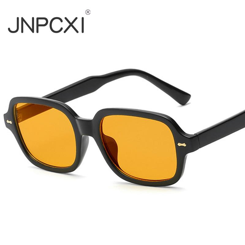 Fashion Square Women Luxury Sunglasses Retro Rivets Men Orange Lens Shades UV400 Sun Glasses