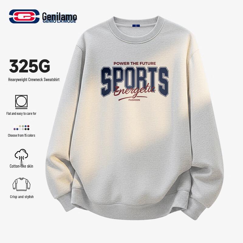 GENIOLAMODE Men s Loose-Fit Letter Print Crewneck Sweatshirt 2XL