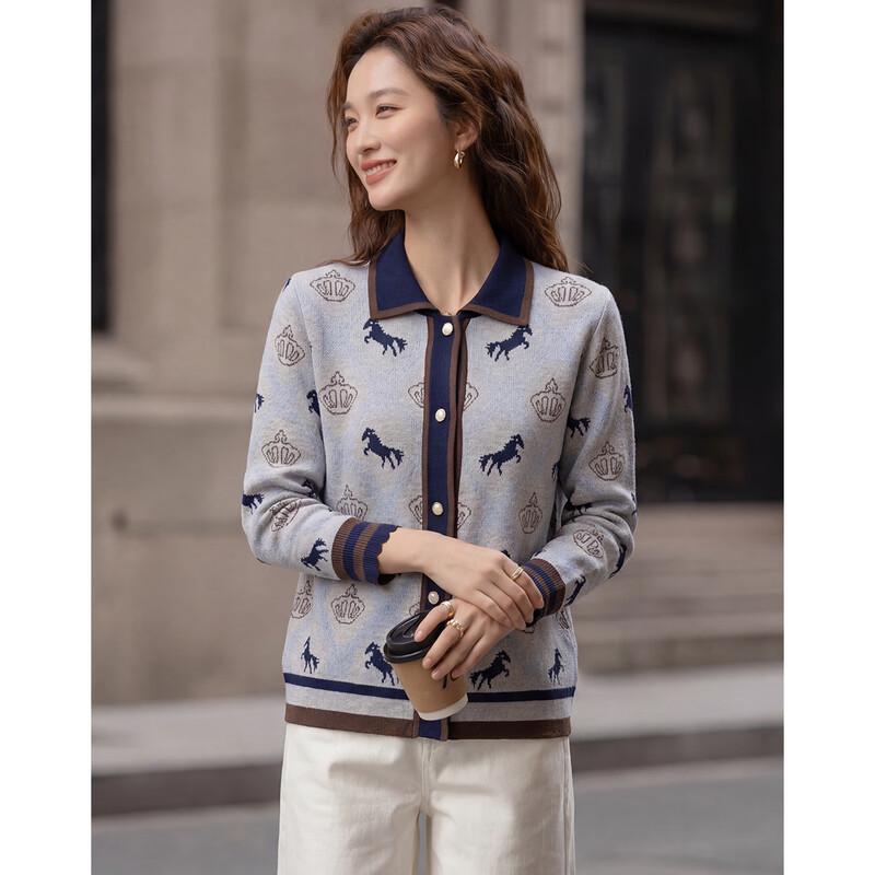 Demana Women's Wool & Silk Blend Jacquard Knit Cardigan