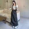 Iced Americano High Waist Adjustable Gray Cargo Midi Skirt XS-XL Chenille
