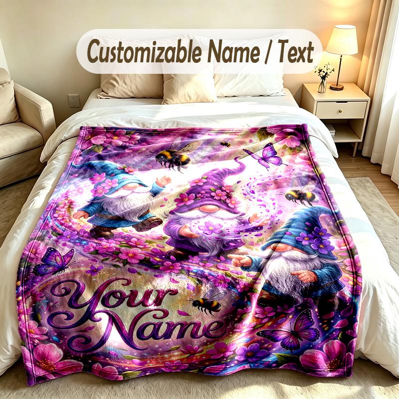 Gnom-Thema Benutzerdefinierte Decke Personalisierter Name & Text Angepasst Weich Warm Überwurfdecke Heimdekoration
