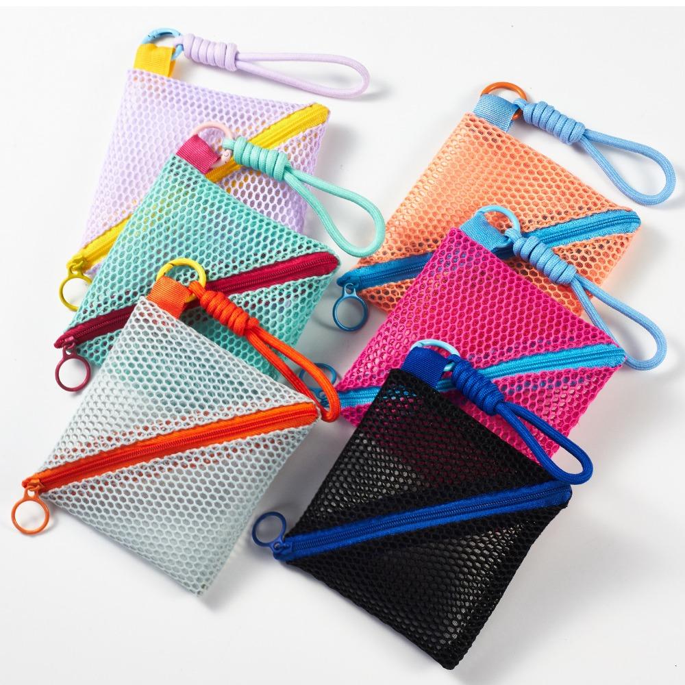 

Kawaii Clear Mesh Bag Dopamine Color Lipstick Cosmetic Bag Casual Mini Coin Purse Women Girl зелений