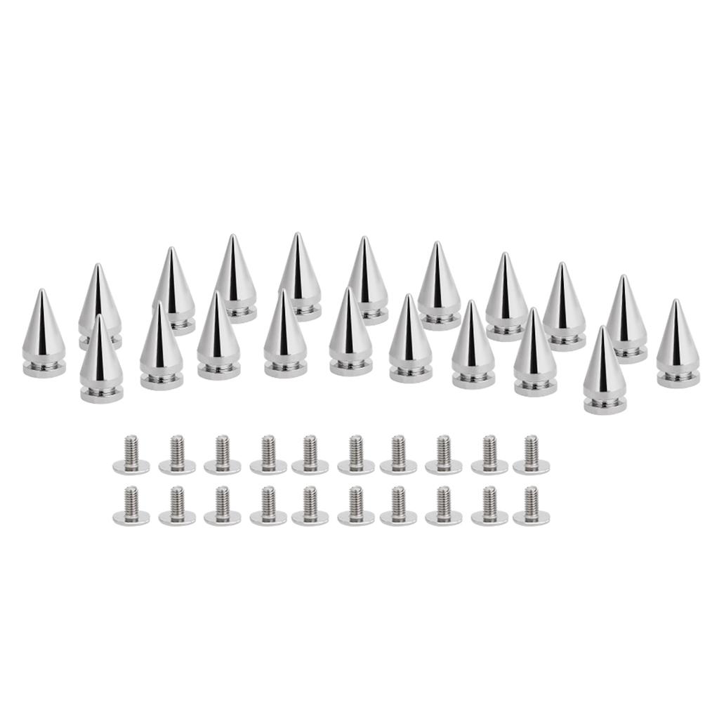 20 Pcs 10*20mm Silver Metal Bullet Spikes Studs Rivets Bag Belt Leathercraft