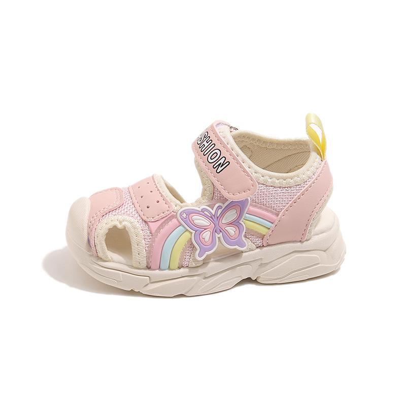 

Girls Beach Shoes Fashion Summer New Kids Sport Sandals with Double Hearts Classic Princess Sweet Casual Sandals Soft 24