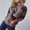 Autumn and Winter Round Neck Long Sleeved Christmas Sweater New Year Snowflake Deer Jacquard Knitted Pullover 3572