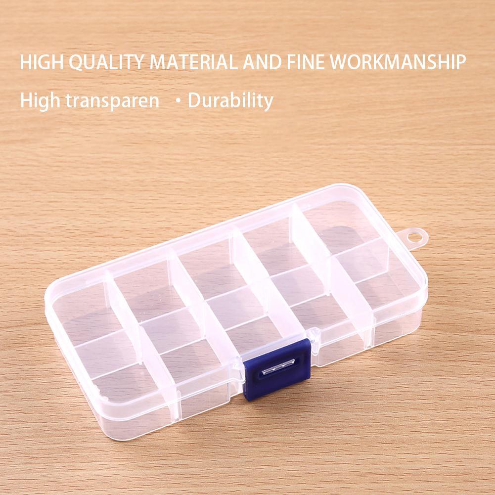 Portable 10 Grid Storage Box Plastic Small Item Storage Box Rectangular Storage Box PP Plastic Transparent Box