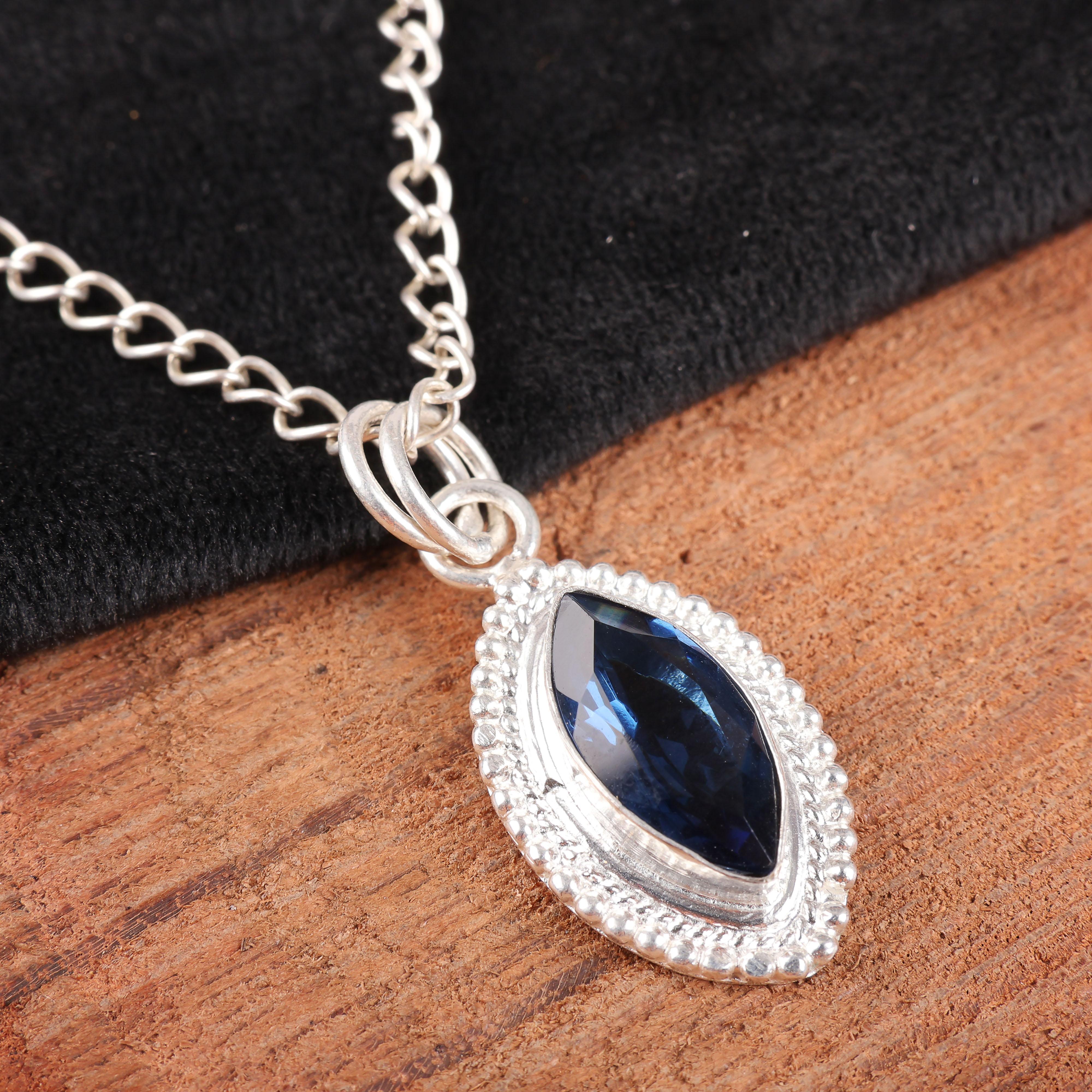 

Ювелирные изделия с лондонским голубым топазом, кулон из стерлингового серебра 925 пробы, серебряный кулон ручной работы, ювелирные изделия с топазом для свадебного подарка 1.43 Inches синий