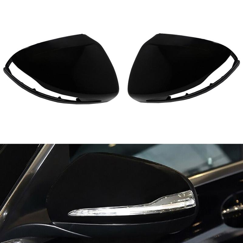 2PCS Car Side Rearview Mirror Cover ABS Carbon Fiber/ Glossy Black for Mercedes-Benz C Class W205 A205 C205 V205 S205 2014-