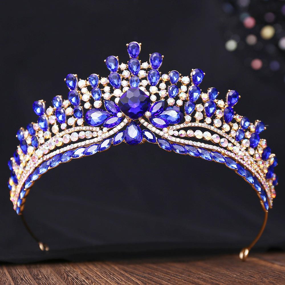 DIEZI Korean Luxury AB Crystal Crown For Women Girls Wedding Baroque Bride Queen Bridal Tiaras Hair Accessories Gift Headbands