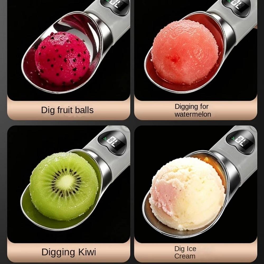 LED Display Electric Heated Ice Cream Scoop Waterproof Nonstick Surface Self Warming Dessert Gadget Fast Heating Easy Serving