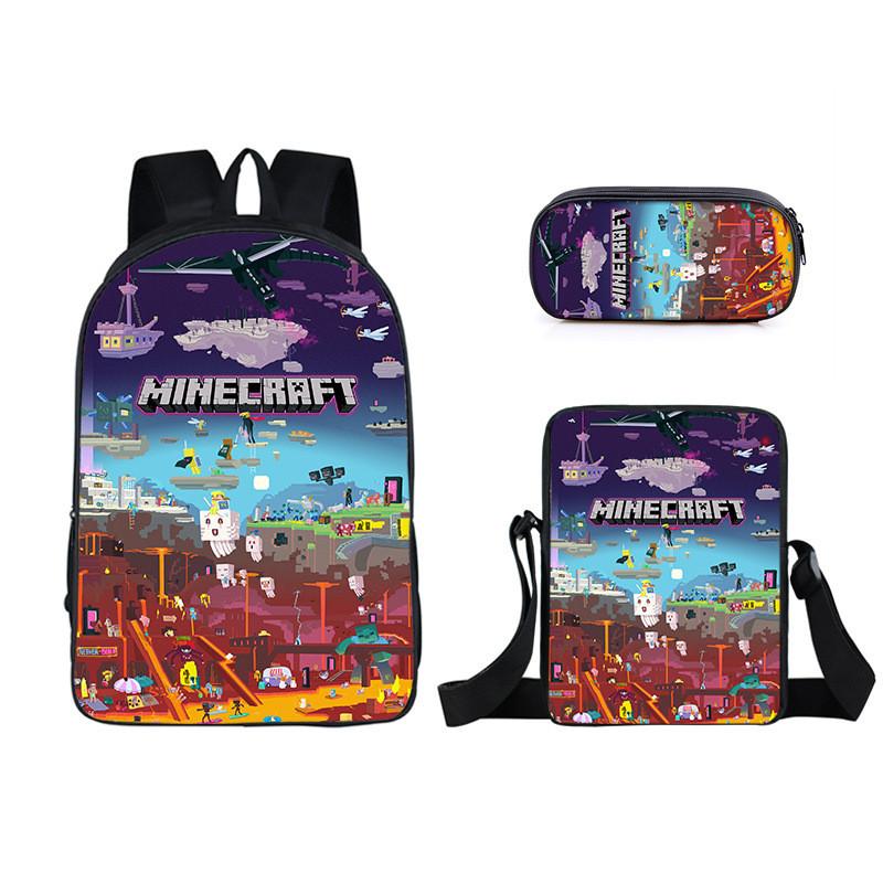 Minecraft Cartoon Game Character Printed Children Large Capacity Backpack