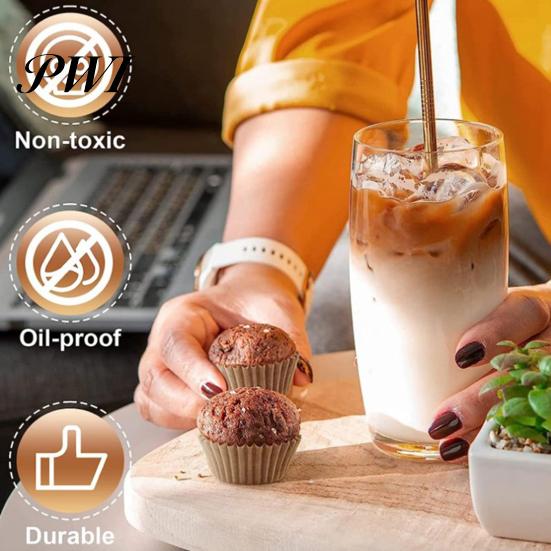 Foglietti di Carta Greaseproof per Muffin 200 Pezzi Bicchierini da Forno per Cupcake per Alimenti Senza BPA Antiaderenti Resistenti all'Olio