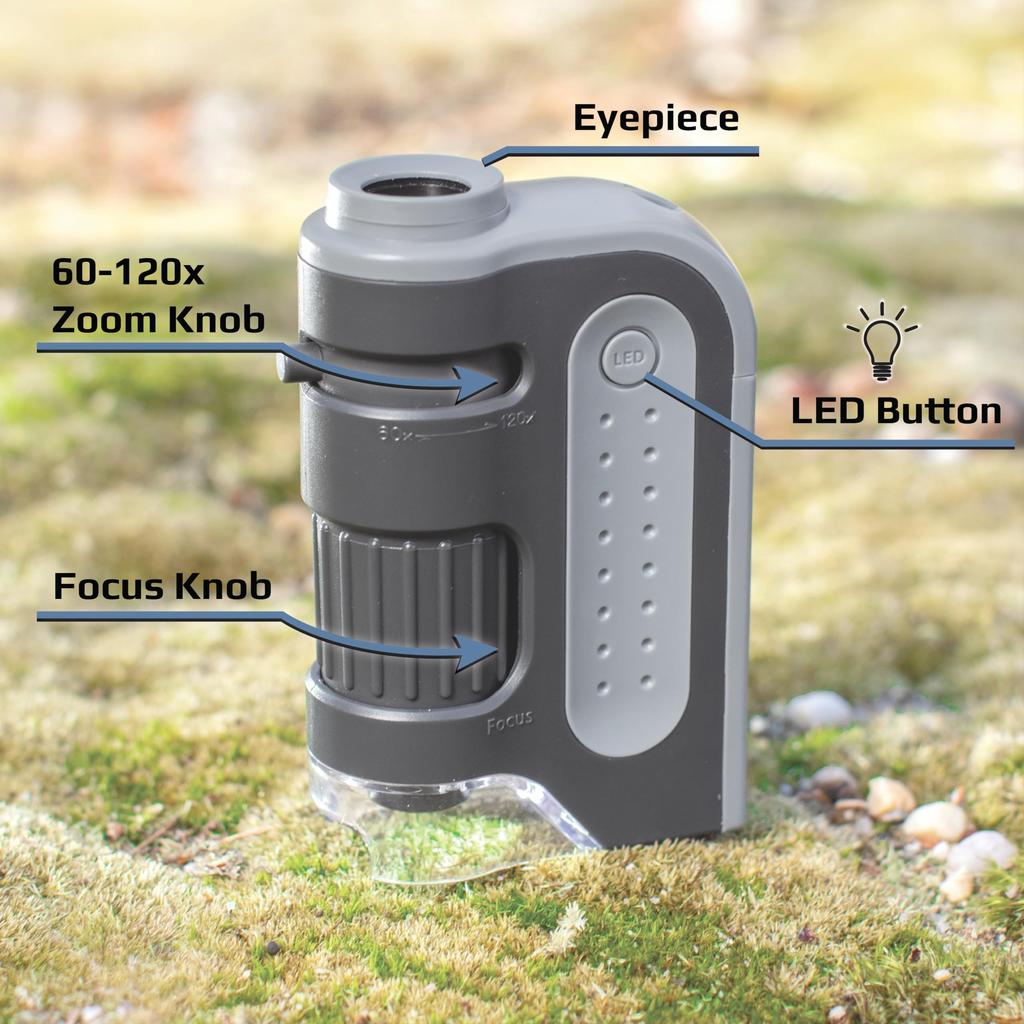 Carson MicroBrite Plus Pocket Microscope with LED MM-300 (60-120x Magnification, Light)