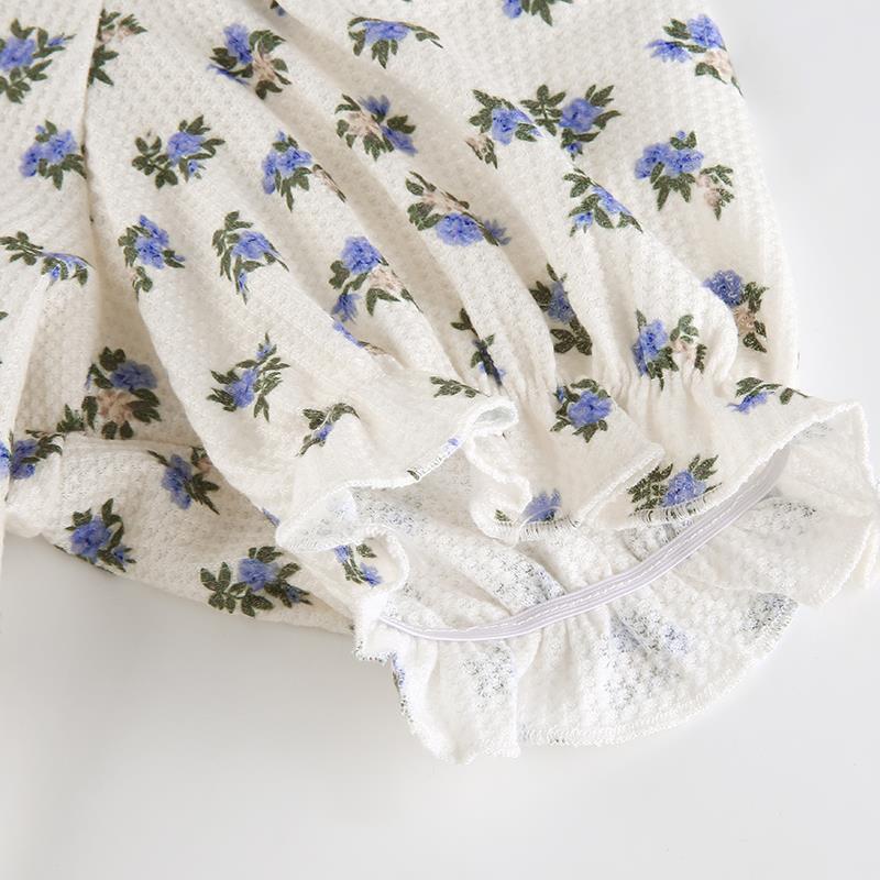 Women's Summer Short Revealing Tops with Design Single-breasted Short-sleeved Square Neck Lace Lace Crushed Bubble Sleeve T-shirts