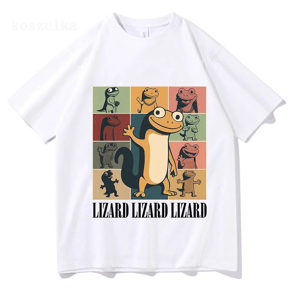

Fashion Lizard Meme Cartoon Graphic Print T-shirt Y2k Funny Printing T Shirts O-neck T Shirts Casual Loose Streetwear Unisex S разноцветный