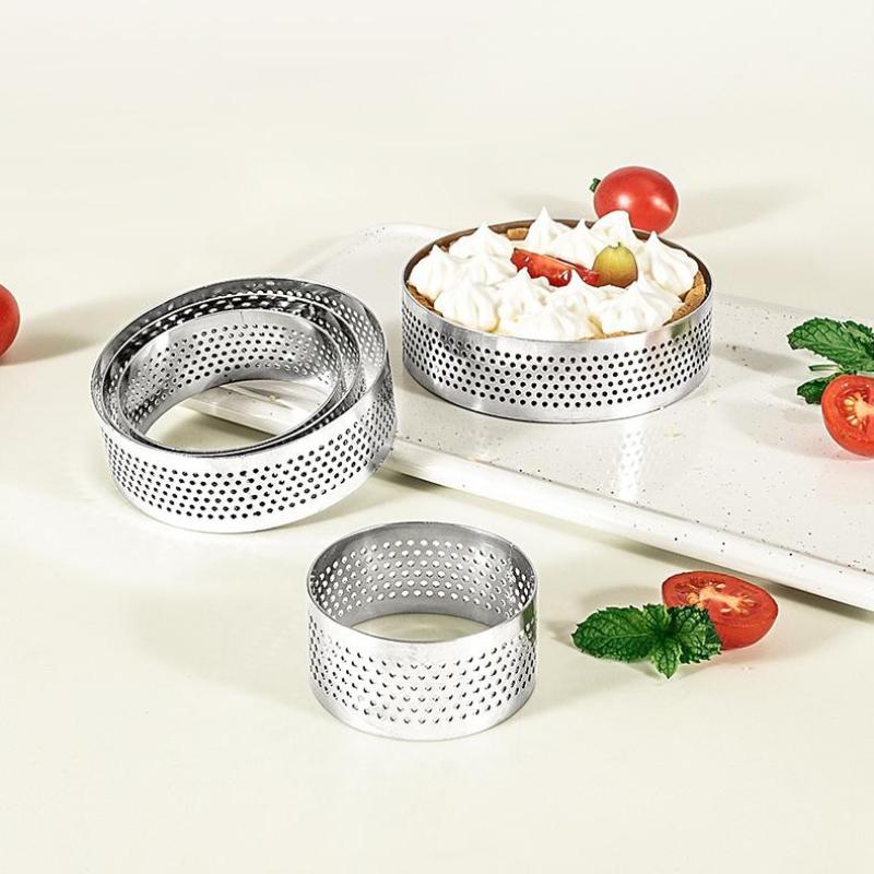 5/6/7/8/9/10 Cm Perforated Tart Rings With Hole Stainless Steel Tart Bottom Tower Fruit Pie Quiches Cake Ring Mousse Baking Mold