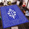 Floral Pattern Carpet with Geometric Border Design in Blue and White Suitable for use as an anti-slip for living room bedroom sofas