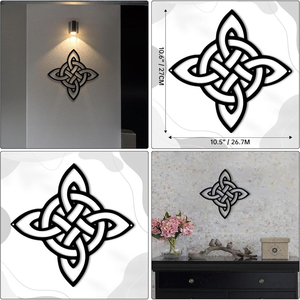 

Matte Black Celtic Cross Wall Decor, Intricate 3D Iron Knot Art, Pagan Gothic Home Ornament, Irish Viking Bedroom Decoration, 14.7 Inch